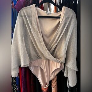 Charlotte Russe Women's Taupe-ish Beige S  Shimmer Bodysuit l M